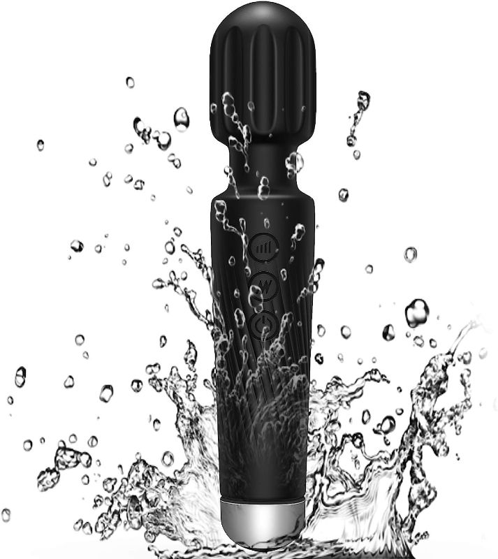 Photo 1 of Personal Wand Massager Rechargeable & Waterproof - 20 Patterns and 8 Speed with Travel Bag for Neck Shoulder Back Body, Tension Relief, Muscle, Soreness, Recovery - Black