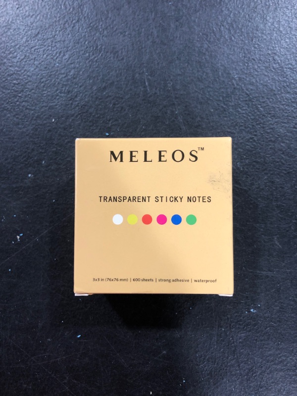 Photo 2 of MELEOS Transparent Sticky Notes 3x3 Inches (6-Colors/600 Sheets) See Through Sticky Notes | Easy Post Translucent Notes | Bright Colors Self Stick Pads