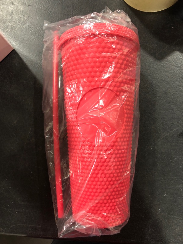 Photo 1 of 24 OZ. STUDDED TUMBLER RED