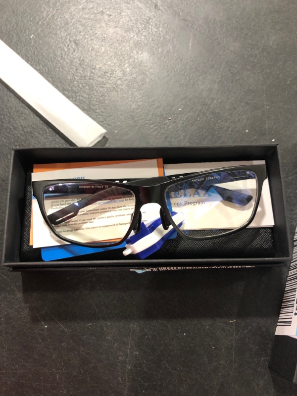 Photo 1 of ANYLUV Blue Light Blocking Glasses Men Computer Gaming Glasses Rectangle Metal frame Anti Eyestrain UV400 Clear Lens 01-black