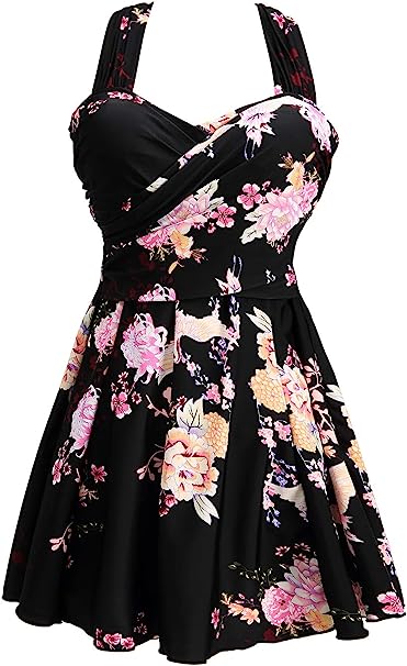 Photo 1 of COCOPEAR Women's 3XL Elegant Crossover One Piece Swimdress Floral Skirted Swimsuit 