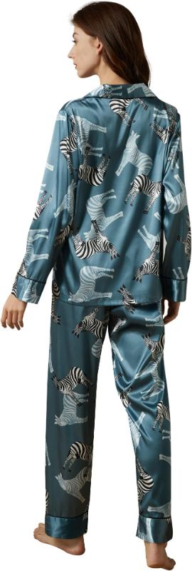 Photo 1 of Belle Heure Women’s 3XL Silk Satin Classic Long Sleeve Pajamas Button Down Silky Floral Animals Pattern Set Loungewear Sleepwear
