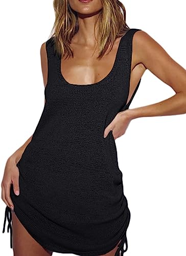 Photo 1 of Bsubseach Women One Size Crochet Bikini Cover Ups Summer Scoop Neck Beach Tank Dress 