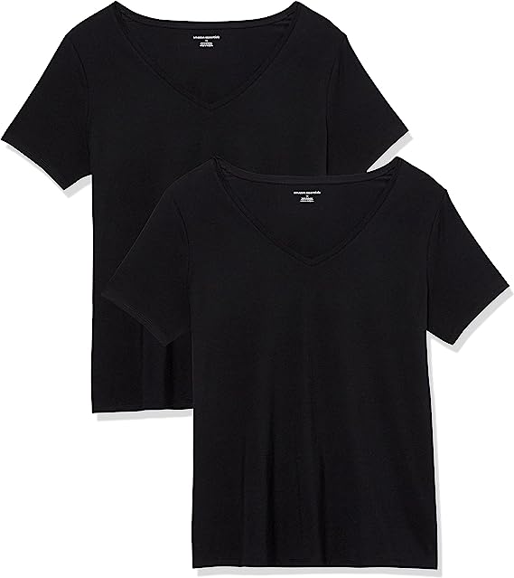 Photo 1 of Amazon Essentials Women's Classic-Fit Short-Sleeve V-Neck T-Shirt XXL