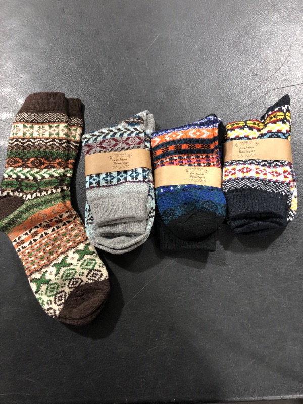 Photo 1 of 5 Pairs Womens Wool Socks Thick Knit Vintage Winter Warm Cozy Crew Socks Gifts