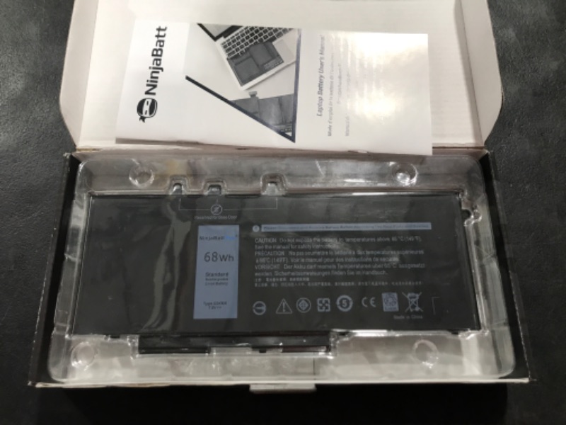 Photo 1 of NinjaBatt 68Wh GJKNX Laptop Battery for Dell Latitude 5580 5480 5YHR4 5280 5288 5488 5590 5591 5490 5491 5495 E5480 E5580 E5490 E5590 Precision 15 3520 3530 Series GD1JP DY9NT [68Wh 7.6V]