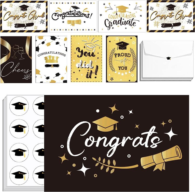 Photo 1 of 240 Set Graduation Gift Cards 2023 with Envelopes Bulk 2023 Congratulations Gift Cards Thank You Greeting Cards Assortment Holder College Graduation Congrats Cards with 240 Envelopes and 240 Stickers