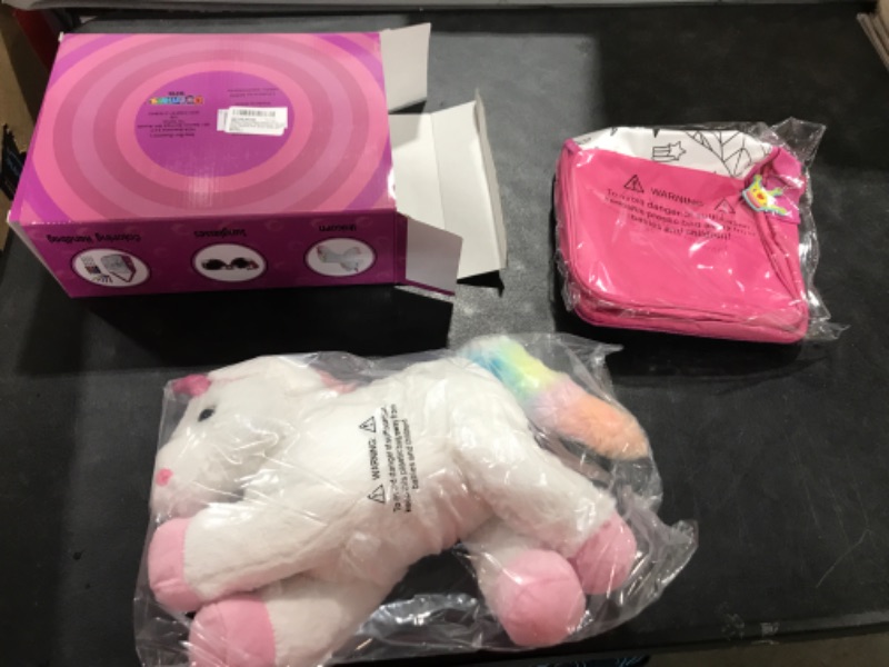 Photo 1 of Dazmers Magical Unicorn Stuffed Animals Gift Set - 15" - Plush Unicor with Pink Sunglasses, Purse, Sparkling Gem Stones, Glitter, and 5 Markers - Perfect for Girls Who Love Unicorns, Stuffed Plushie