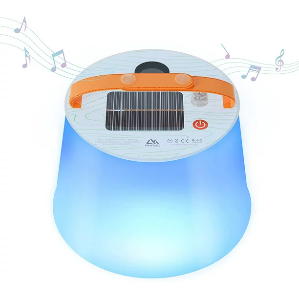 Photo 1 of AKASO Solar Inflatable Lantern, Rechargeable Camping Light, Phone Charger, Bluetooth Speaker, Waterproof, 2000mAh
