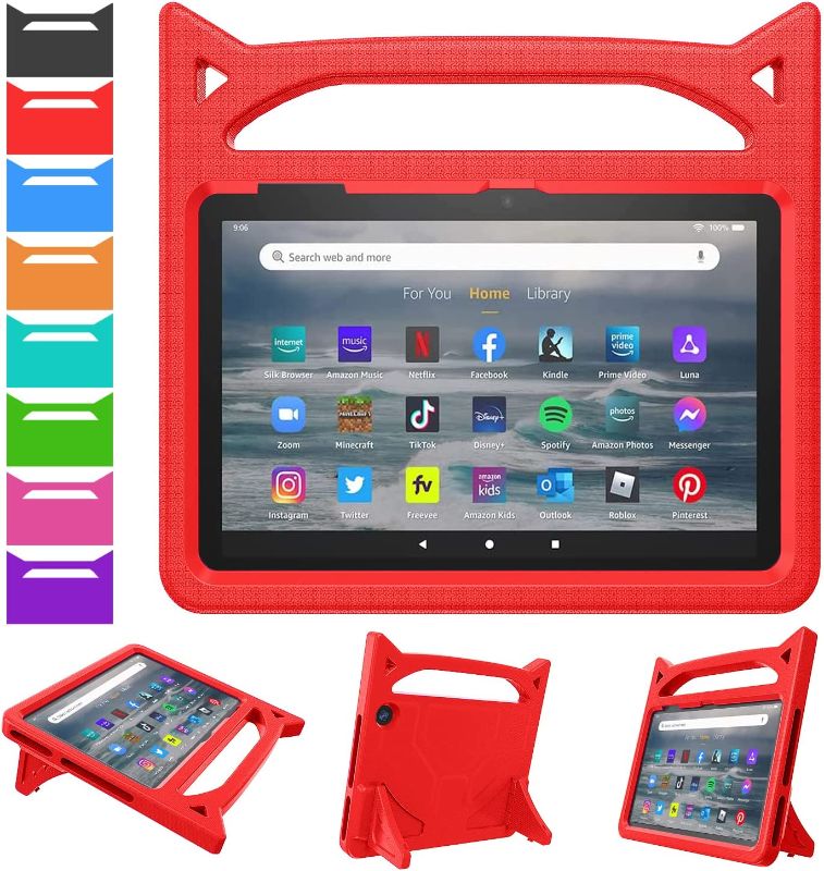 Photo 1 of Kids Case for 7Tablet(12th Generation,2022 Release)-SHREBORN Lightweight ShockproofKids Friendly Cover Case with Handle Stand for 7" 2022 Kids Tablets-red