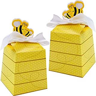 Photo 1 of 30 Pcs Bee Candy Boxes, Bee Party Favor Boxes, Treat Boxes Paper Beehive Gift Box, for Bee Party Decoration Bee Birthday Baby Shower Favors Supplies (B09KTFNHWG)