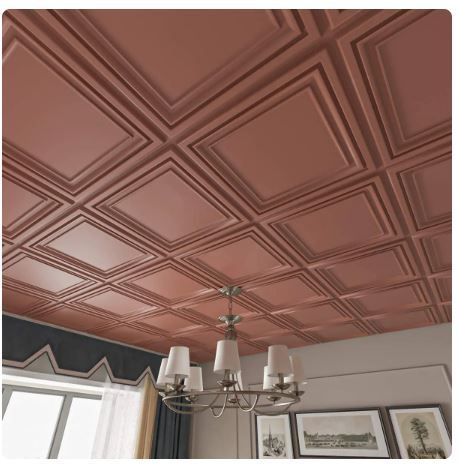 Photo 1 of 12PCS 3D Ceiling Tiles Wall Panels Decorative Water Proof Moisture-proof Plastic Sheet in Copper