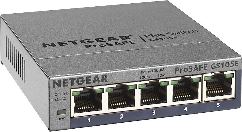 Photo 1 of NETGEAR 5-Port Gigabit Ethernet Plus Switch (GS105Ev2) - Managed, Desktop or Wall Mount, and Limited Lifetime Protection