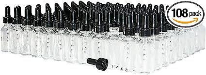 Photo 1 of (Pack of 108) 1 oz. Clear Boston Round with Black Graduated Glass Dropper
