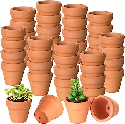 Photo 1 of 100PCS Small Mini Terracotta Clay Pots Flower Pots with Drainage Holes Clay Terra Cotta Pots Cactus Nursery Planter Succulent Terracotta Pots for Indoor