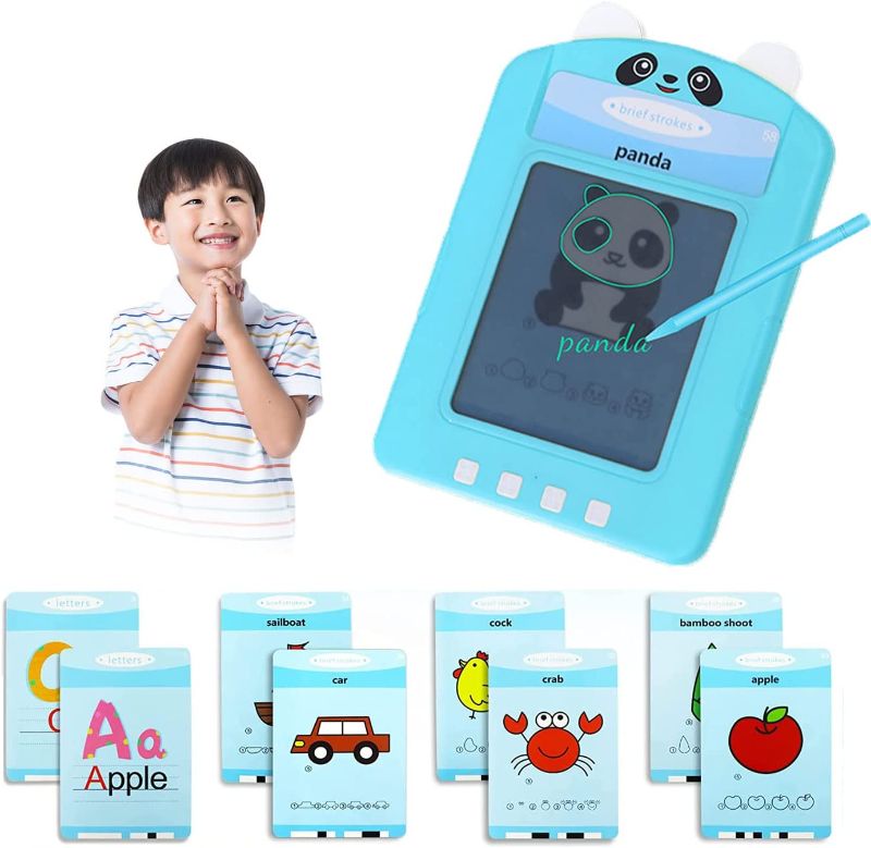 Photo 1 of 2 in 1 LCD Writing Tablet Talking Flash Cards for Kids,Alphabet Letter Tracing Drawing Board,ABC Learning & Education Toys for Toddlers,Speech Therapy Toys Autism Sensory Toys for 3+ Year Olds (Blue)