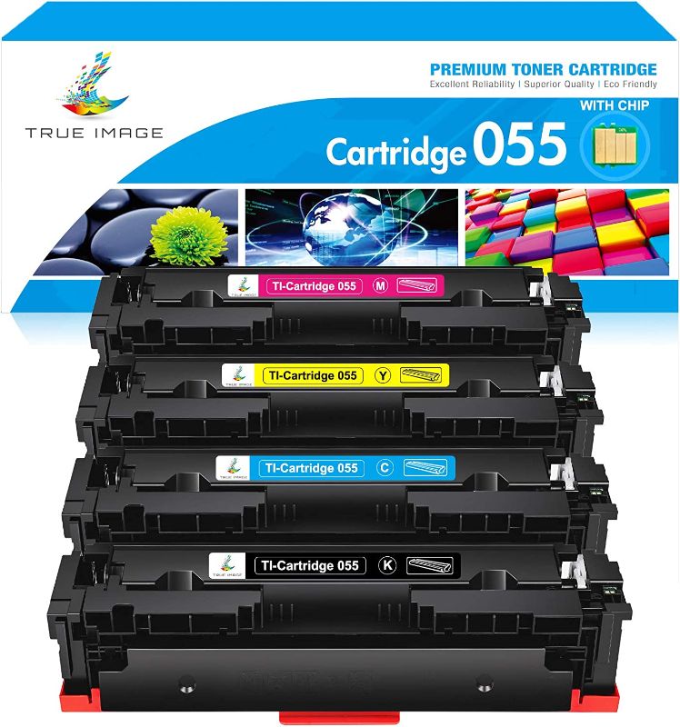 Photo 1 of TRUE IMAGE Compatible 055 Toner Cartridge Replacement for Canon 055 055H Toner for Color imageCLASS MF743Cdw MF741Cdw MF745Cdw MF746Cdw LBP664Cdw Printer with Chip (Black Cyan Magenta Yellow, 4-Pack)
