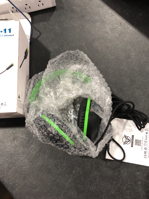 Photo 1 of Pacrate Gaming Headset with Microphone for PC PS4 PS5 Headset Xbox One Headset Gaming Headphones with Microphone PC Headset with Mic & LED Lights for Kids Adults Green