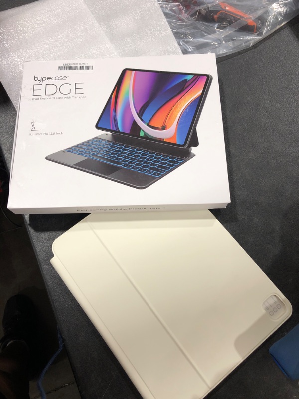 Photo 1 of typecase Edge Magnetic Keyboard Case for iPad Pro 12.9 (6th Generation, 2022) - Slim Leather Folio, Smart Touchpad, 10 Colors Backlight, Thin & Light for iPad Pro 12.9 5th & 4th & 3rd Gen - White Pearl White