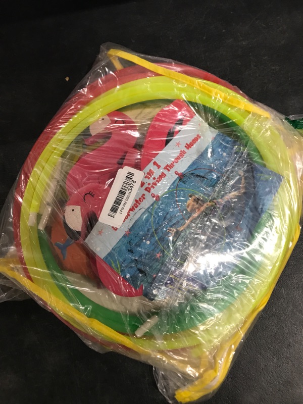 Photo 1 of 15PCS Pool Toys Games Set-5 Diving Through Swim Rings + 5 Flamingo Buoys + 5 Sand Bags for Kids 3,4,5,6,7,8,9,10,11,12 Adults-Swimming Thru Pool Hoop Accessories Water Sport Gifts (Assembly Needed)