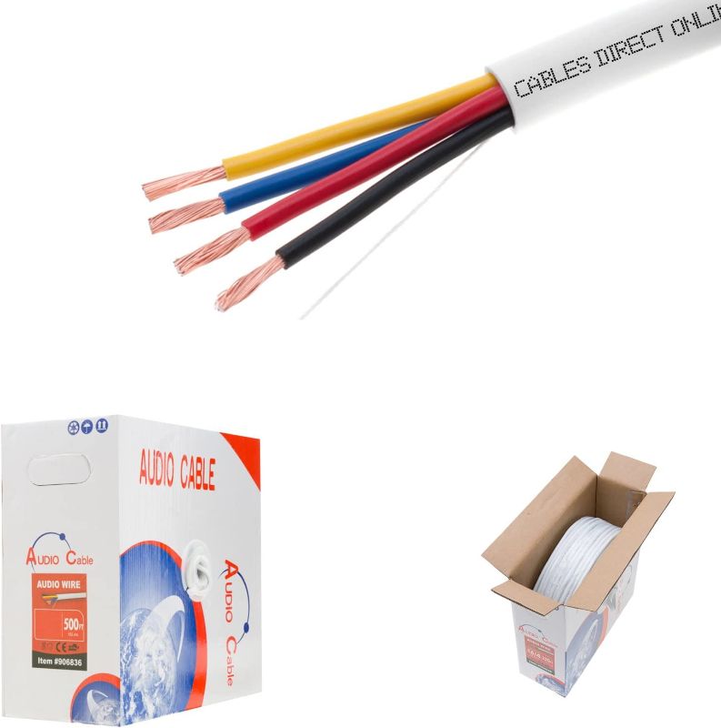 Photo 1 of 500ft 16AWG 4 Conductors (16/4) CL2 Rated Speaker Cable Low Voltage Wire, Pull Box (for in-Wall Installation) (16AWG / 4 Conductors, 500ft)
