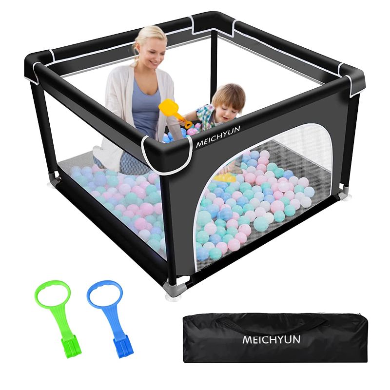 Photo 1 of Baby Playpen,Playpen for Babies and Toddlers,Baby Play Yards Indoor,Safety Play Yard for Babies with Soft Breathable Mesh,No Gaps Large Baby Playpen, Small Baby Playpens(36”×36”,Black)
