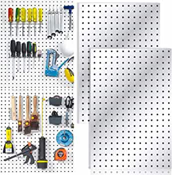 Photo 1 of 2 Pcs Pegboard, Metal Pegboard Wall Panels - Pegboard Wall Organizer System - Peg Boards for Walls, Small Peg board Tool Storage, White Pegboard for Garage, Craft Room, Workbench, Kitchen, Office