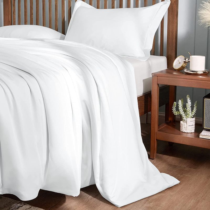 Photo 1 of CozyLux 100% Organic Bamboo-Rayon Duvet Cover Set King Size Silky White 3PCS 300TC Luxury Comforter Cover 104" x 90", Oeko-Tex Cooling Duvet Covers with Zipper Closure and Corner Ties