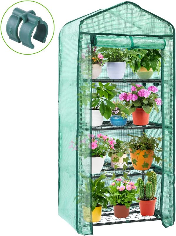 Photo 1 of 
Roll over image to zoom in







6 VIDEOS
Ohuhu Mini Greenhouse for Indoor Outdoor, Small Plastic Plant Green House 4-Tier Rack Stand Portable Greenhouses with Durable PE Cover for Seedling, 2.5x1.6x5.2 FT, Ideal Gardening Gifts for Women Men