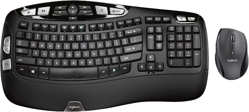 Photo 1 of Logitech MK570 Wireless Wave Keyboard and Mouse Combo, Contoured Cushioned Palm Rest, Advanced Wireless Connection, Hyperfast Scrolling Mouse, Black 