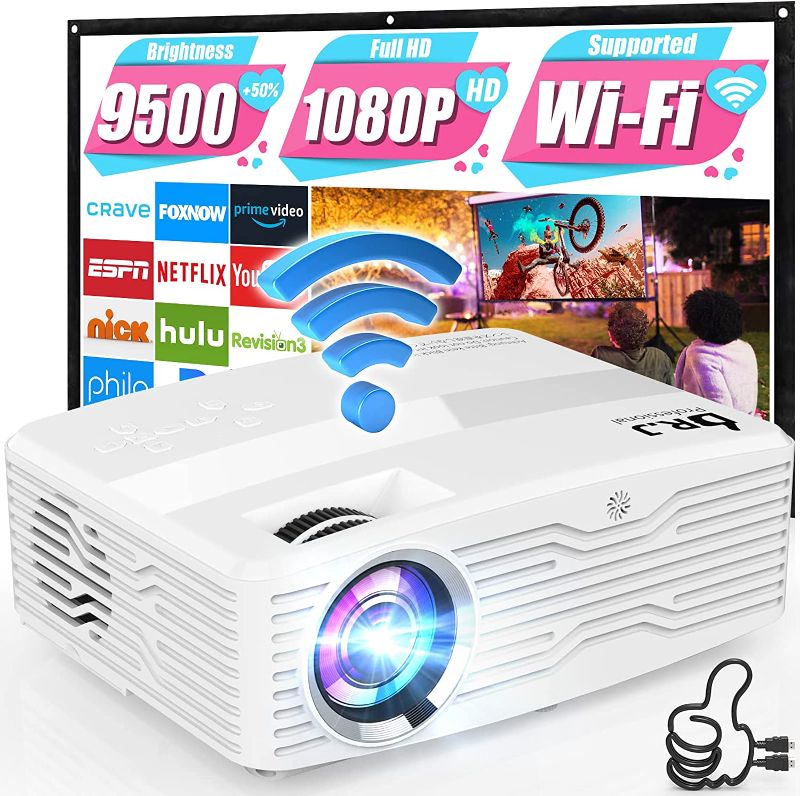 Photo 1 of DR.J Professional Native 1080P 5G WiFi Projector, 450ANSI 300” Display Outdoor Projector, 4K Supported, Home Projector for iOS/Android/TV Stick
