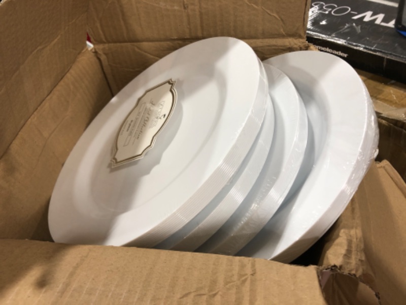 Photo 2 of " OCCASIONS " 40 Plates Pack, Heavyweight Disposable Wedding Party Plastic Plates (10.5'' Dinner Plate, Plain White)
