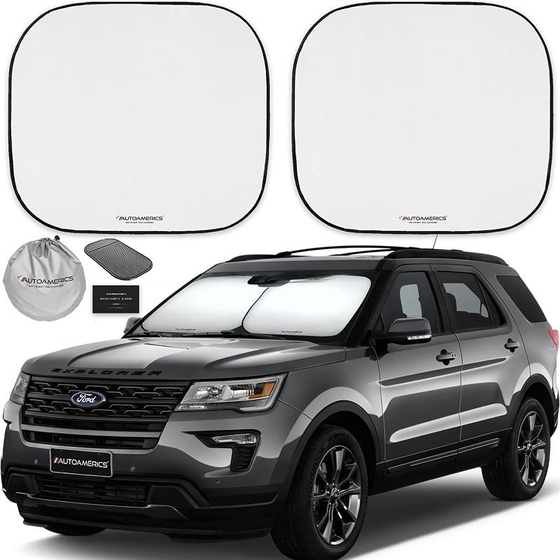 Photo 1 of 2 Pieces Car Windshield Sunshade, Foldable Front Window Sunshades DIY Image or Text 55 x 27.6 Inch Sublimation Blank Sun Visor Protector, Keep Your Vehicle Cool for Car, Truck, SUV