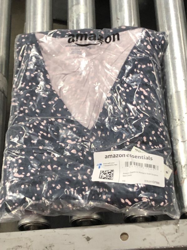 Photo 1 of Amazon Essentials Women's Waisted Maxi Dress (Available in Plus Size) Rayon Blend Navy/Pink, Abstract X-Small