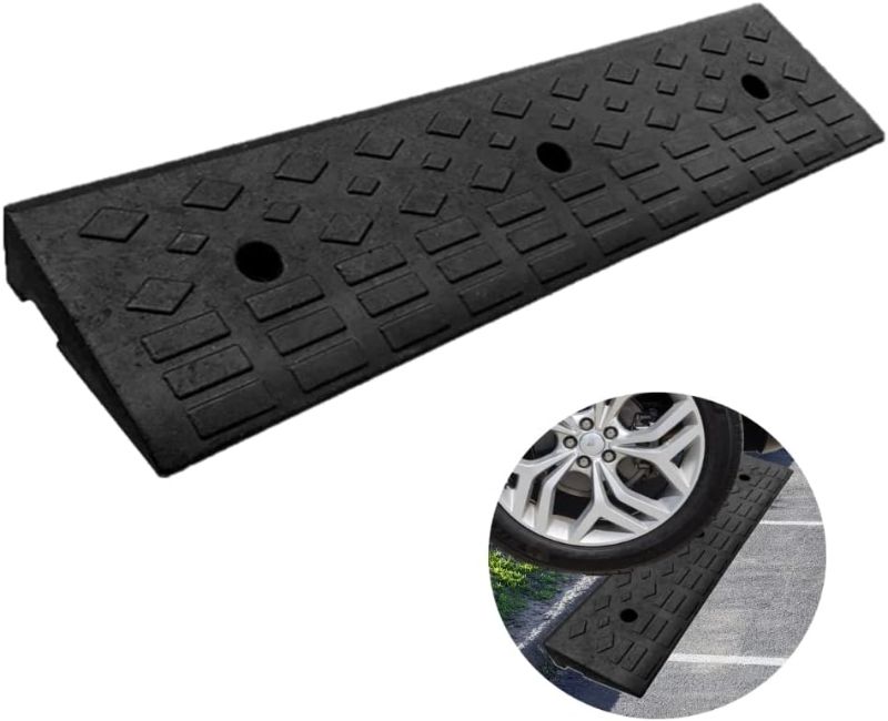 Photo 1 of  4" Rubber Curb Ramps Heavy Duty Driveway Curb Ramp 10 Ton Car Slope Ramp for Sidewalk Cars RV Trucks Shed Access Bike Pets Scooter Wheelchair 39.3x9.8x4inch
