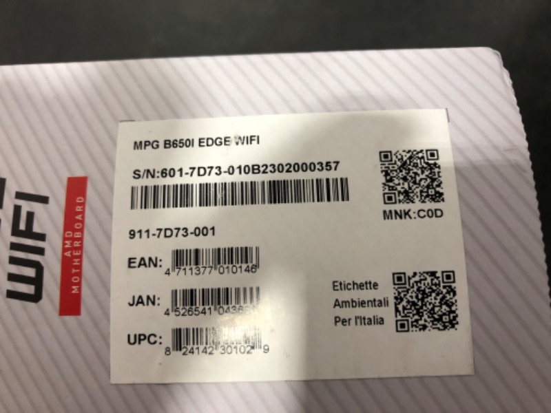 Photo 3 of MSI MPG B650I Edge WiFi Gaming Motherboard (AMD AM5, Mini-ITX, DDR5, PCIe 4.0, M.2, SATA 6Gb/s, USB 3.2 Gen 2, HDMI, Wi-Fi 6E, AMD Ryzen 7000 Series Desktop Processors) Mini-ITX MPG B650I EDGE WIFI