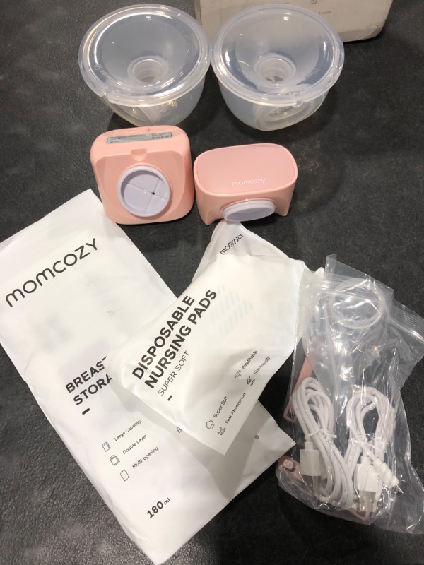 Photo 2 of Momcozy S9 Double Wearable Breast Pump, Hands-Free Breast Pump, Portable Electric Breast Pump with 2 Mode & 5 Levels, Painless Breastfeeding Breastpump Can Be Worn in-Bra, 24mm Pink