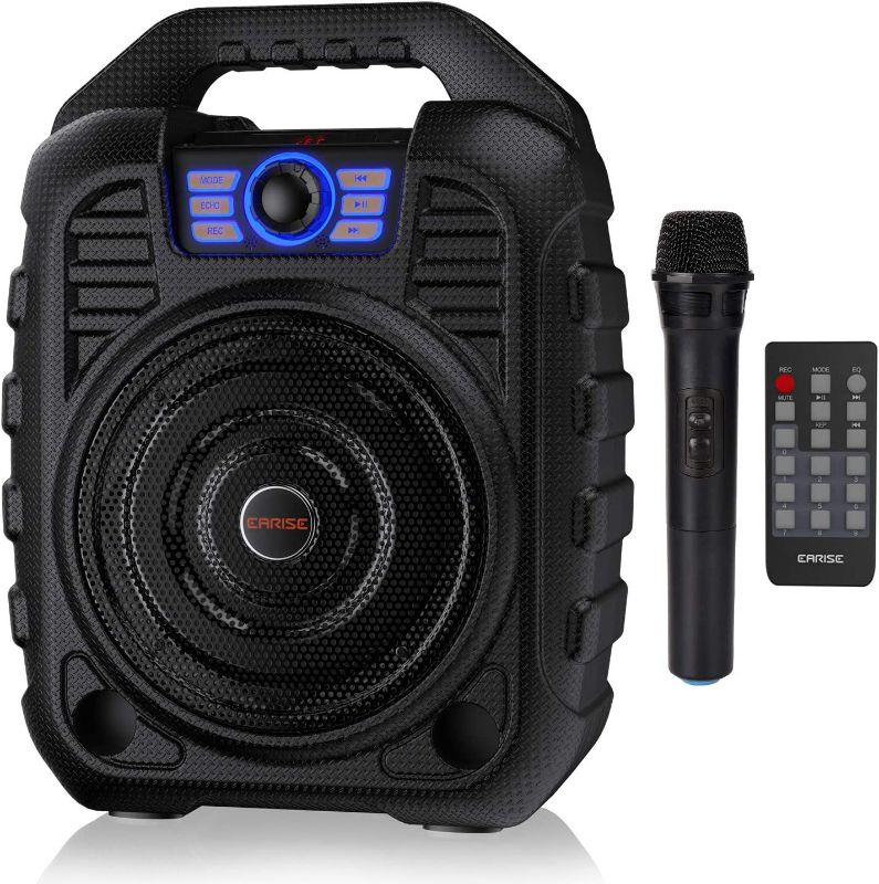 Photo 1 of EARISE T26 Portable Bluetooth PA Speaker System with Wireless Microphone, 12W Karaoke Machine for Party/Outdoors, 3600mAh Battery, FM Radio, Audio Recording, Remote Control, Supports TF Card/USB/AUX 