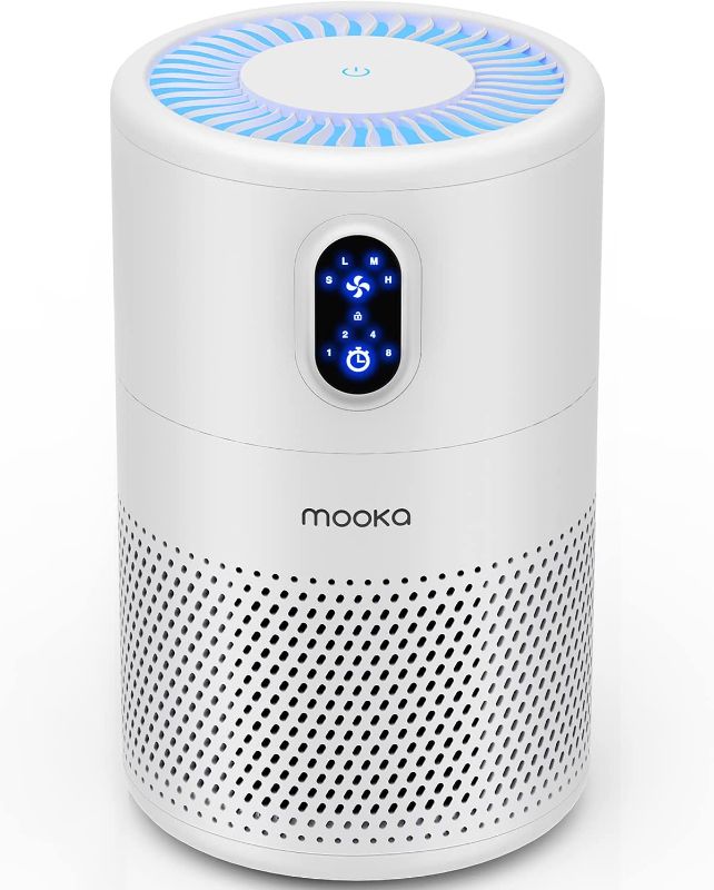 Photo 1 of MOOKA Air Purifiers for Home Large Room up to 1076ft², H13 True HEPA Air Filter Cleaner, Odor Eliminator, Remove Smoke Dust Pollen Pet Dander, Night Light(Available for California)