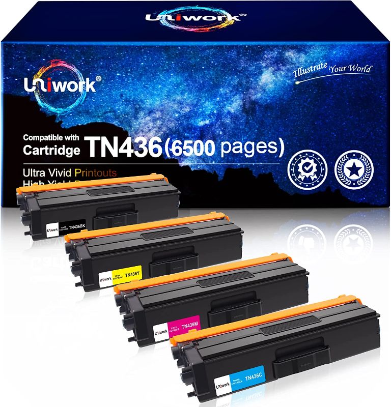 Photo 1 of Limited-time deal: Uniwork Compatible Toner Cartridge Replacement for Brother TN436 TN 436 TN436BK TN433 use with MFC-L8900CDW HL-L8360CDW HL-L8260CDW MFC-L8610CDW MFC-L9570CDW HL-L9310CDW Printer Tray (4 Pack) 