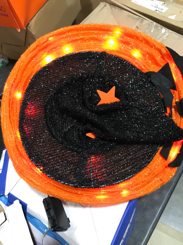 Photo 3 of 3FT Halloween Collapsible Pumpkin Decorations, Pre-Lit Light Up 50 LED Pumpkin with Star Hat 8 Lighted Mode, Pop Up Jack-o-Lantern with Metal Stand for Indoor Outdoor Yard Holiday Decor