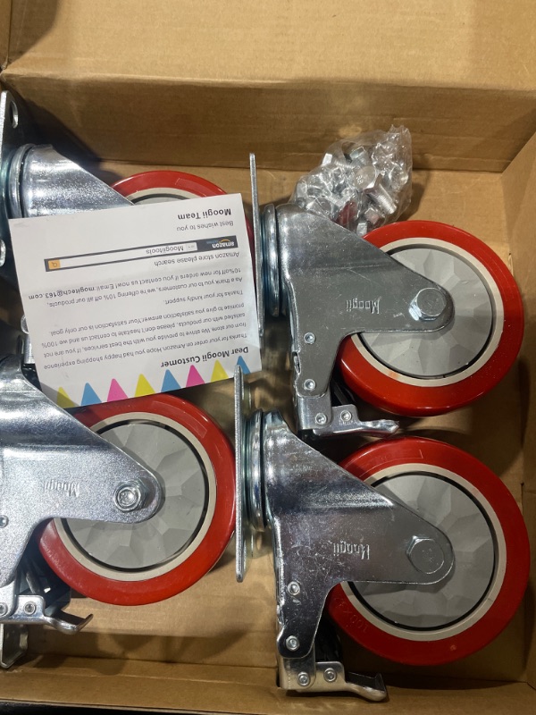 Photo 2 of 4 inch Heavy Duty Casters Load 1800lbs,Lockable Bearing Caster Wheels with Brakes,Swivel Casters for Furniture and Workbench?Set of 4 (Free Screws) 