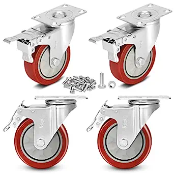 Photo 1 of 4 inch Heavy Duty Casters Load 1800lbs,Lockable Bearing Caster Wheels with Brakes,Swivel Casters for Furniture and Workbench?Set of 4 (Free Screws) 