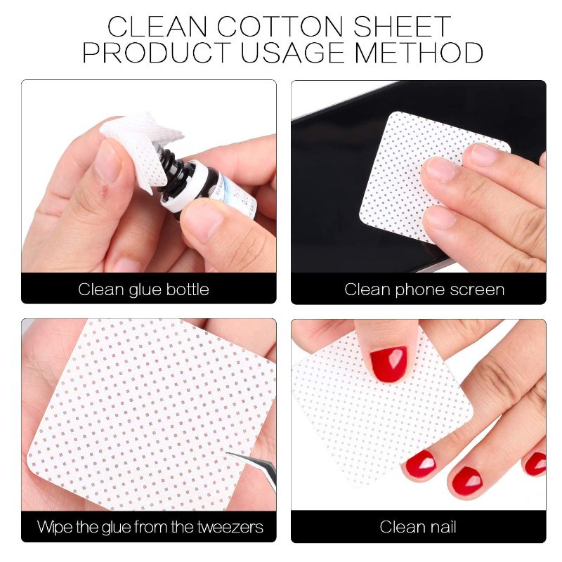 Photo 1 of 180 Pcs Glue Cleaning Cotton Pads Non-Woven Fabric Wipes Glue Wiping Cloth for Clean Lash Extension Glue, Tweezers,Lash Glue Holder Pads, Glue Bottle Mouth