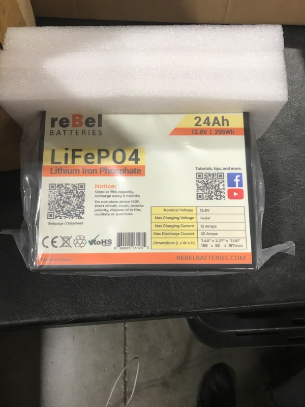 Photo 2 of 12.8V 24AH LIFEPO4 SMART BLUETOOTH ENABLED RECHARGEABLE LITHIUM IRON PHOSPHATE BATTERY
