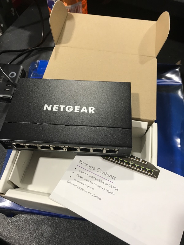 Photo 2 of NETGEAR 8-Port Gigabit Ethernet Plus Switch (GS308E) - Desktop or Wall Mount, Home Network Hub, Office Ethernet Splitter, Silent Operation, Black 8 Port with Enhanced Features