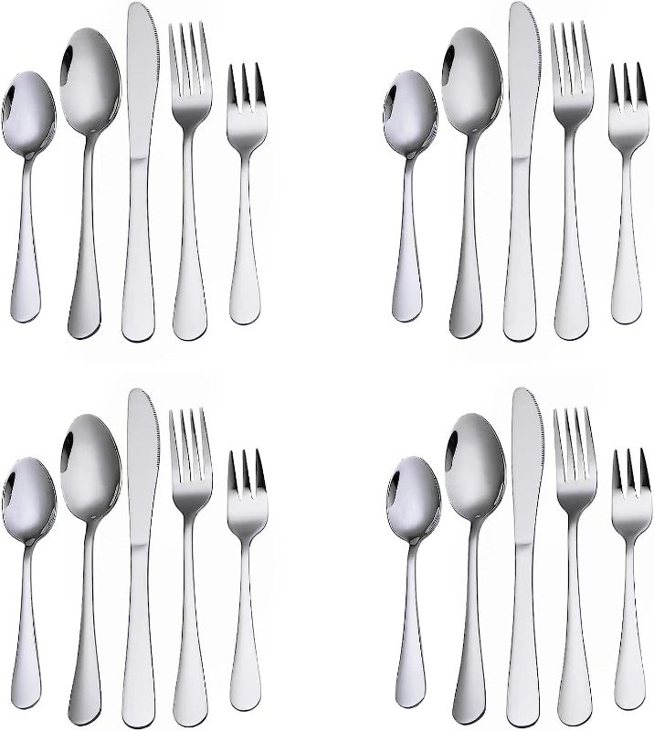 Photo 1 of YAMAUCHI 20 Pieces Stainless Steel Flatware Cutlery Set, Include Knife Fork Spoon, Mirror Polished, Dishwasher Safe, Service for 4 