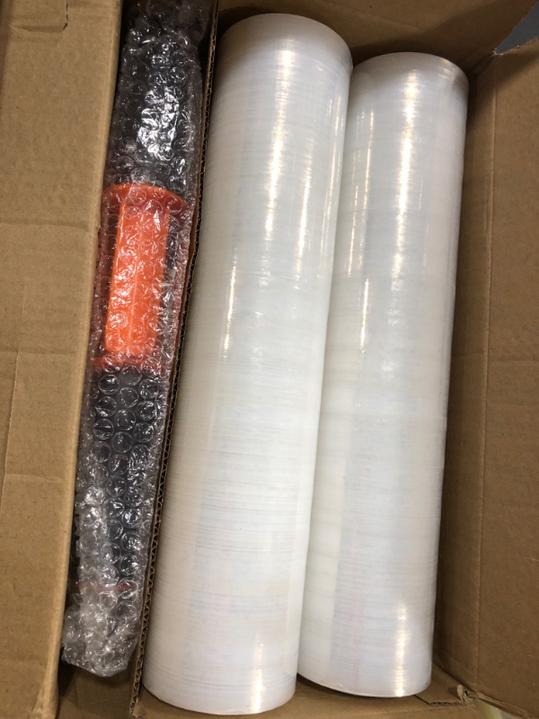 Photo 2 of JARLINK Stretch Film, 15 Inch x 1000 Feet Shrink Wrap for Pallet Wrap, Industrial Strength Stretch Wrap with Handles, Moving Wrapping Plastic Roll, 60 Gauge, 2 Pack, Clear 1-clear 2 Pack