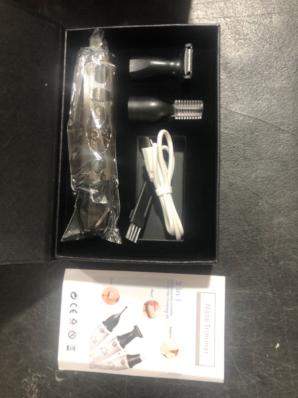 Photo 2 of fmebkpq 3 in 1 Ear and Nose Hair Trimmer, Low Noise, Professional Painless Hair Trimmer, LCD Display, Easy Cleansing (Black)