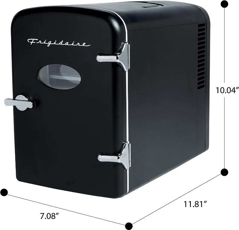 Photo 1 of Frigidaire EFMIS175-BLACK Portable Mini Fridge-Retro Extra Large 9-Can Travel Compact Refrigerator, Black, 6 Liters